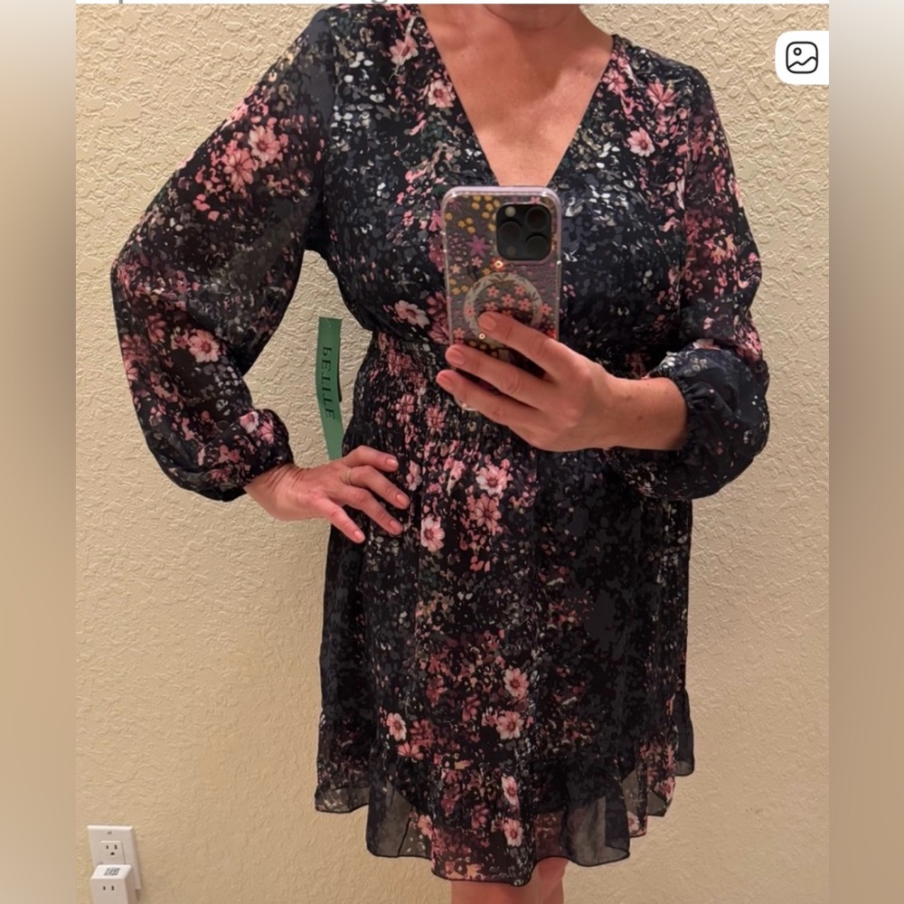 GeeGee Floral Dress with Pink and Black Accents, PXL🦋